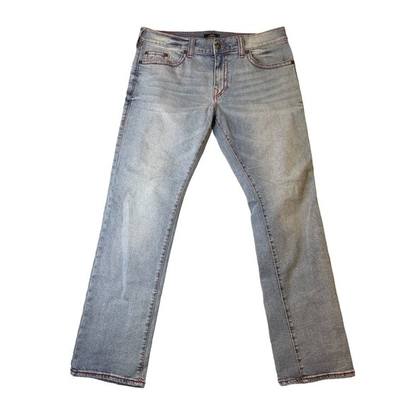 True Religion Mens Size 38 Ricky Relaxed Straight Leg Jeans Blue Denim Light Was